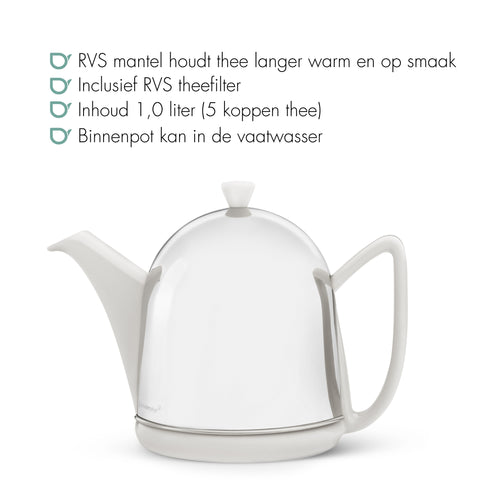 Bredemeijer - Theepot Cosy Manto 1,0L wit - vtwonen shop