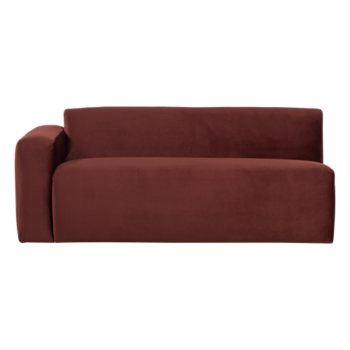 WOOOD 2-zits bank arm links Mojo Base - Velvet - Kast.bruin - 74x185x97