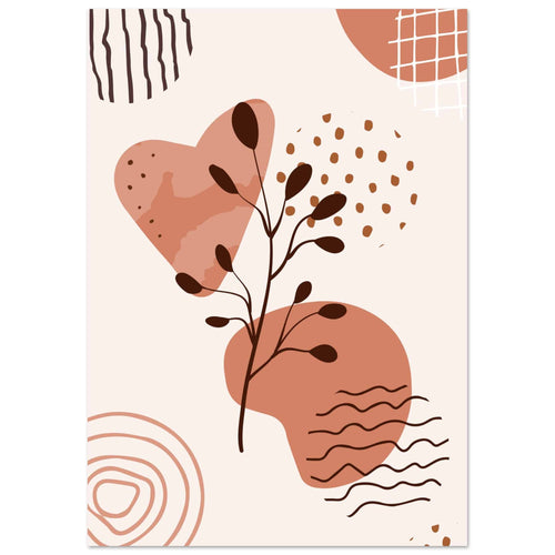 Artfulprints Poster Boho – Nature swirl   - A4 21x29.7 cm - Bruin