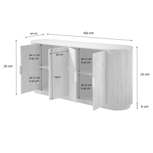 Calicosy - Dressoir ACHILLE - licht hout 160x40x76 cm