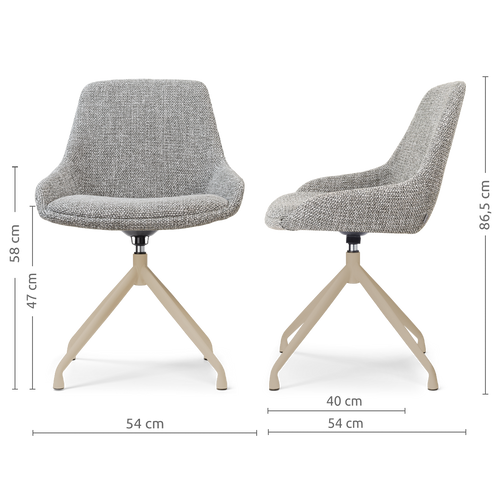 Nolon Nola-Isa draaibare eetkamerstoel grijs blend - beige onderstel