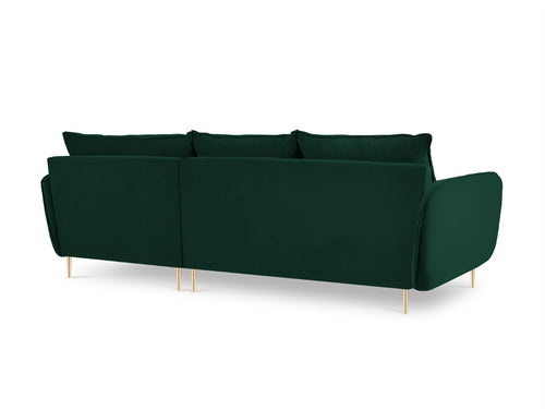 Cosmopolitan Design rechter hoekbank Vienna 5-zits, flueel, flessengroen - 170x255x95cm