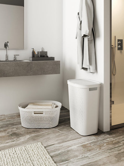Curver Infinity Recycled Dots Wasmand met deksel - 60L - Wit - vtwonen shop