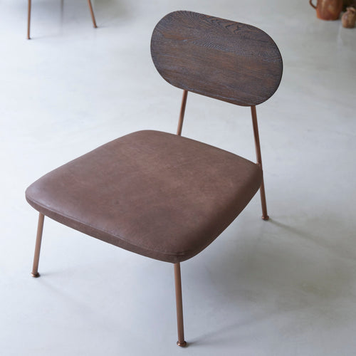 Tikamoon Mohawk lage massief eiken fauteuil in chocoladebruin - Bruin