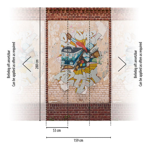Livingwalls fotobehang graffiti bruin, beige, rood, crème en meerkleurig - 159 x 280 cm - AS-392401 - vtwonen shop