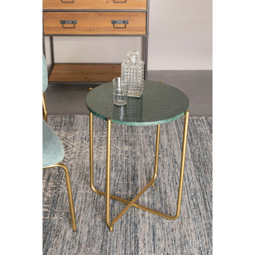 Housecraft Living Timpa Bijzettafel Marmer Rond 44x44 cm Groen/ Goud - vtwonen shop