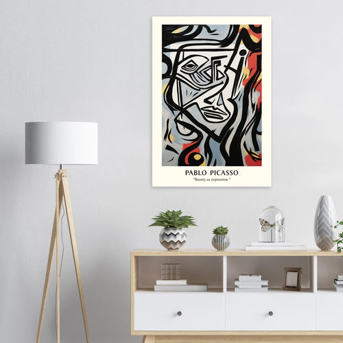 Artfulprints Poster met Lijst Pablo Picasso - Beauty as expression   - A4 21x29.7 cm - Meerkleurig