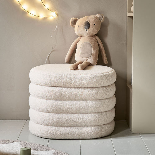 Petite Amélie Poef met opbergruimte - Beige - Teddy stof - Stevige houten constructie - Poef en opbergplek in één - vtwonen shop