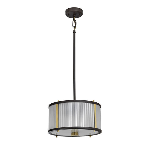 Corona cilindrische hanglamp met 2 lampen, museumbrons, matglas