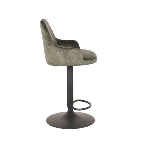 LABEL51 Barkruk Fender - Donkergroen Velvet - Zithoogte 64–84cm - vtwonen shop