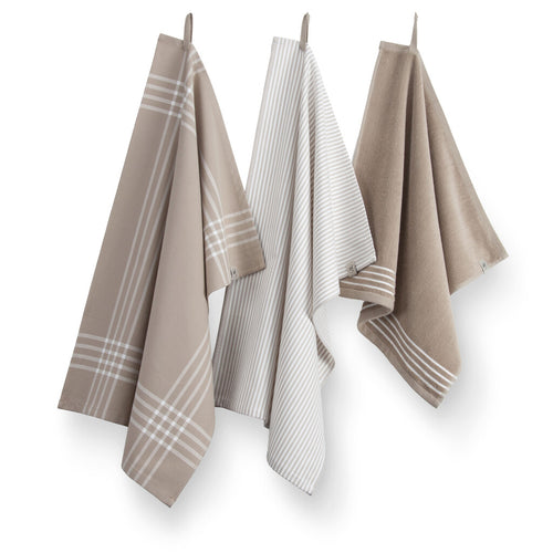 Walra - Keukenset Superior Kitchen Set - 2x 50x70 + 1x 50x50 cm - Taupe / Wit