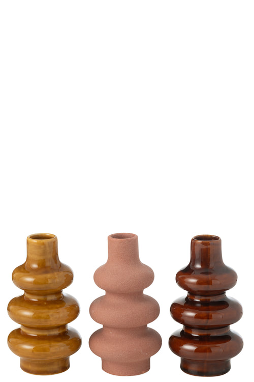 J-Line vaas Buoys - porselein - mix - 3 stuks - 14 cm hoog
