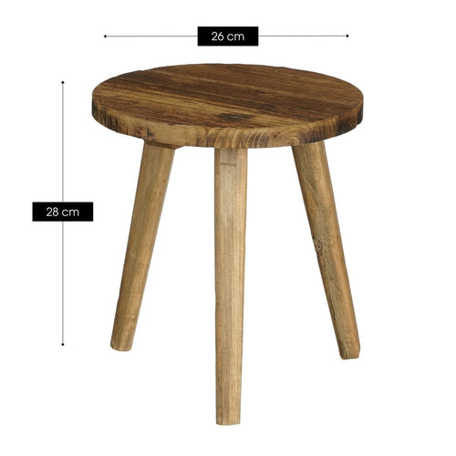 Mica Decorations Bold Bijzettafel - Salontafel Hout van Gerecycled Hout met Natuurlijke Houtnerven - Nachtkastje Rond voor de Woonkamer - Hoogte 28 x