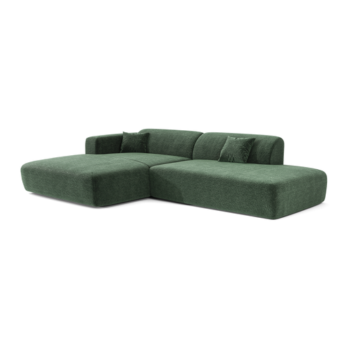 Sia Home - Hoekbanken links MYRA - Fluweel met patroon - Smaragdgroen - 300cm