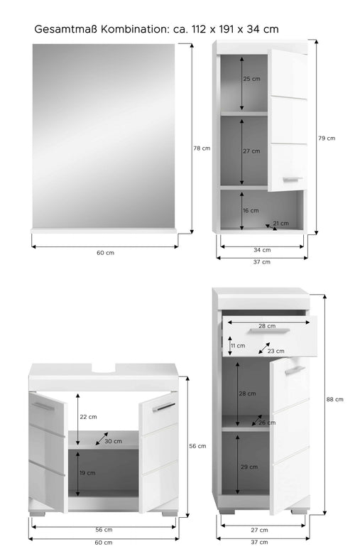 Furnilux Badkamercombinatie Scout 4-Delig - 112x191x34cm - vtwonen shop