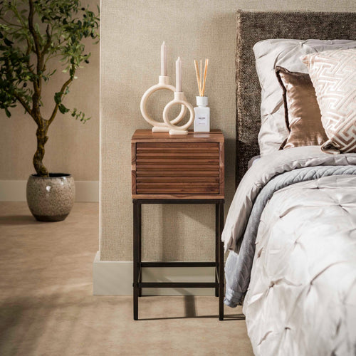 Giga Living Nachtkastje Line Xs - Bruin Hout - 43x28x60cm