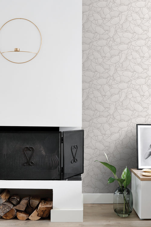 ESTAhome behang klaprozen grijs en wit - 53 cm x 10.05 m - 139704 - vtwonen shop