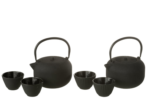 J-Line theepot - metaal - zwart - 2 stuks - vtwonen shop