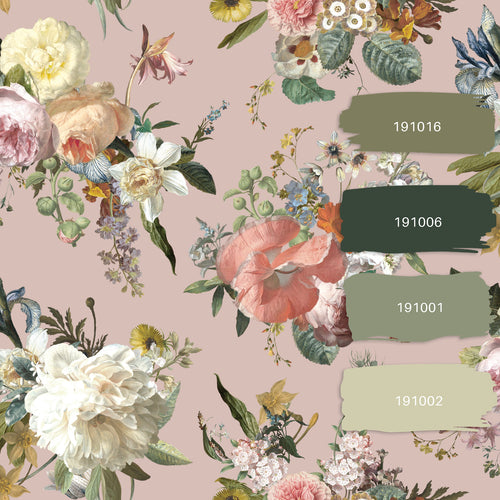 ESTAhome behang vintage bloemen oudroze - 53 cm x 10.05 m - 139367