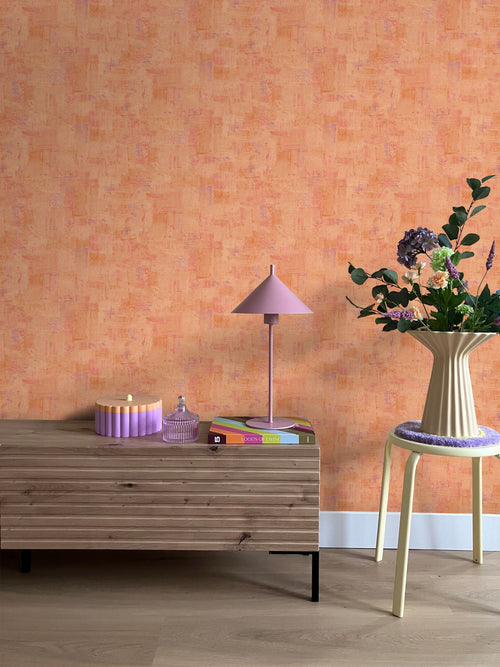 ESTAhome behang schilderachtige structuur terracotta oranje - 50 x 900 cm - 131843