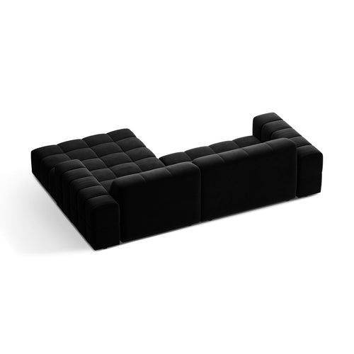 Cosmopolitan Design - Rechter hoekbank Chicago 3-zits, flueel zwart - 167x234x78cm