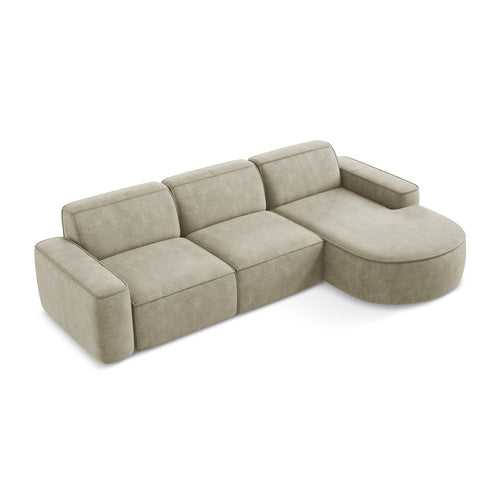 LaMiaSofa hoekbank rechts Melissa - chenille stof - beige - 284x166x70