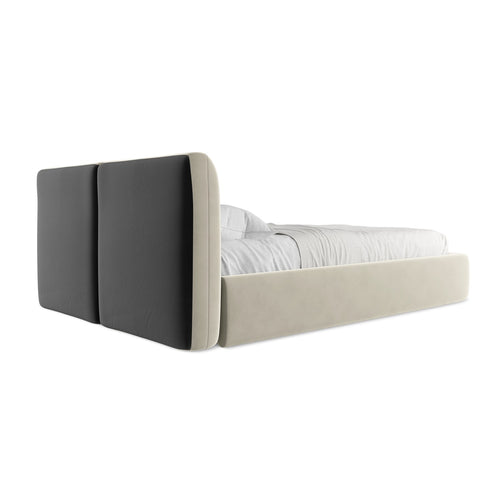 LaMiaSofa Bed met opbergruimte Milano - velours - parel - 160x228x82