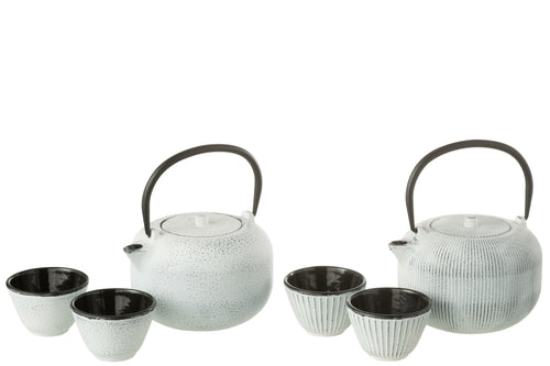 J-Line theepot - metaal - wit - 2 stuks
