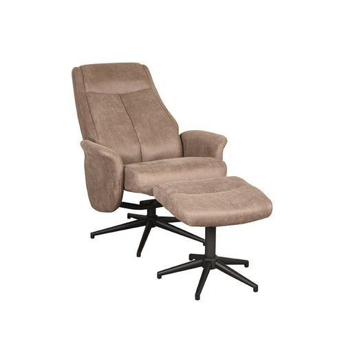 LABEL51 Relaxfauteuil Bergen - Taupe - Draaibaar - Incl. Hocker