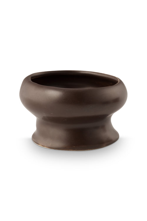 vtwonen - Waxinelichthouders Organic - Keramiek - Donkerbruin - 9 x 5.5 cm - Set van 2