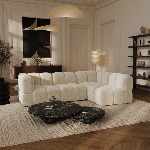 Sia Home - Modulaire hoekbank rechts NUBI - fluweel met structuur  256cm