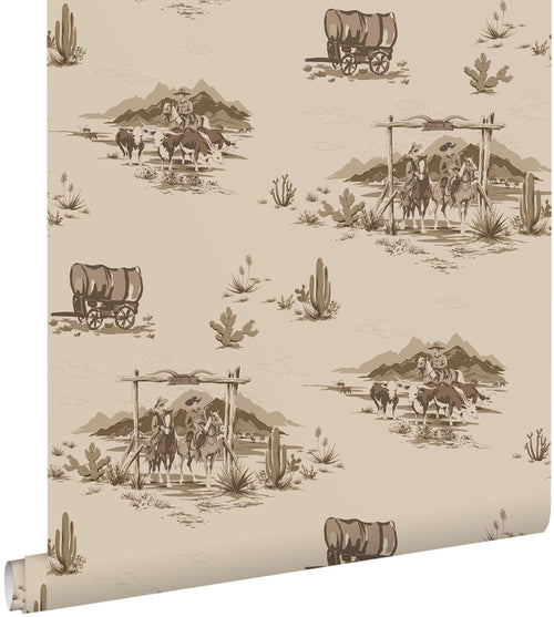 ESTAhome behang cowboys donker beige - 50 x 900 cm - 131410 - vtwonen shop