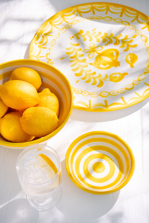 J-Line bord Granada - keramiek - wit/geel