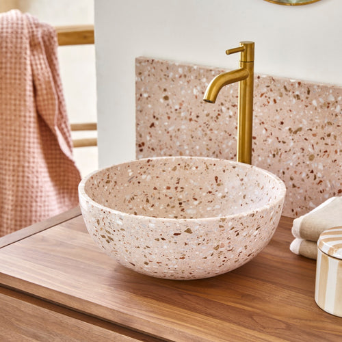 Tikamoon Ronde waskom van roze premium terrazzo ∅ 32 cm - Roze