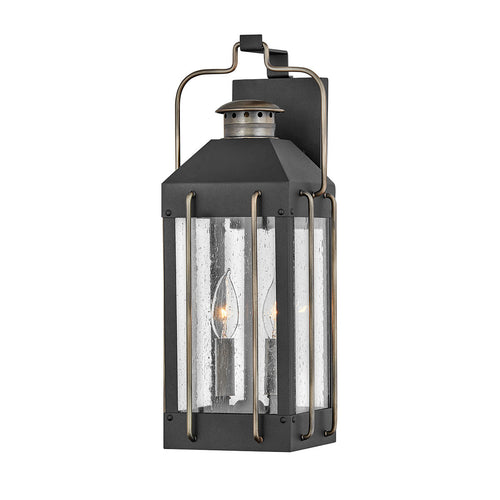 Elstead Hinkley Fitzgerald Outdoor Wandlantaarn Getextureerd Zwart met Gepolijst Brons, IP44