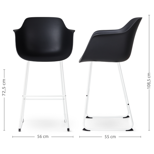 Nolon Nino-Puk Barkruk Zwart - Armleunining - Wit Onderstel - 75 cm - vtwonen shop