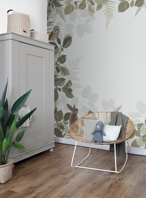 ESTAhome fotobehang bosdieren groen en bruin - 3 x 2,79 m - 159100 - vtwonen shop