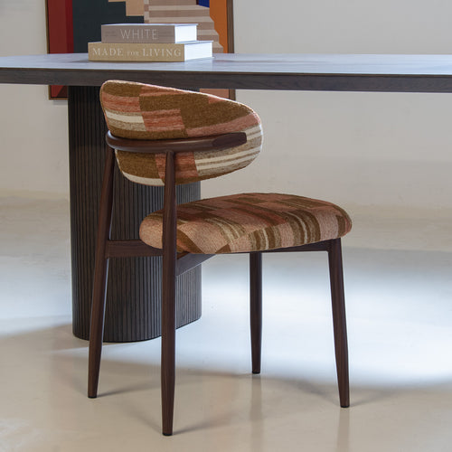 DÉJA Living Eetkamerstoel Skara - Terracotta/Walnoot - Set van 2