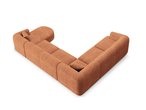Cosmopolitan Design Modulaire panoramische hoekbank links Campi 7-zits, ribfluwelen terracotta - 255x330x70cm