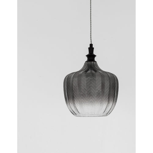 Merano Frisco Koepel Hanglamp Plafondlamp Mat Zwart Metaal Rokerig Grijs Glas LED E27