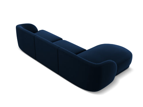 Micadoni linker hoekbank Miley 4-zits, flueel, koningsblauw - 156x255x70cm