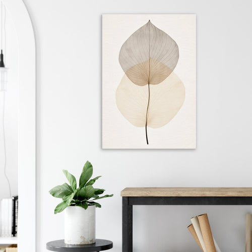 Artfulprints Canvas Japandi - Leaf canvas - 75x100 cm - beige