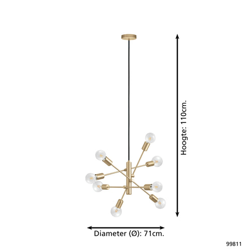 EGLO hanglamp Gradoli 1 - e27 - ø 71 cm - goud - vtwonen shop