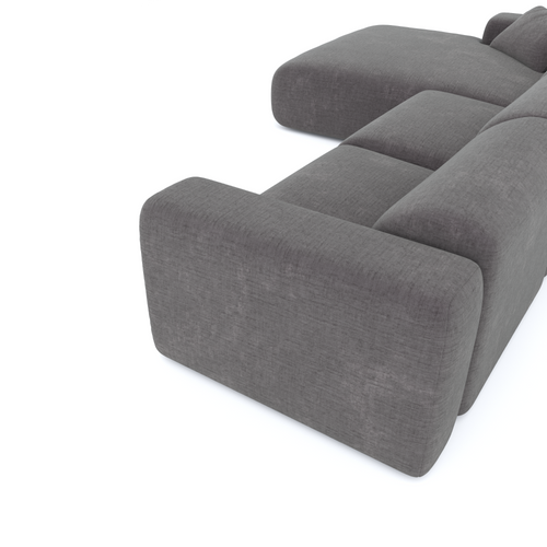 Sia Home - Grote hoekbank, links MYRA - getextureerd fluweel grijs 280cm