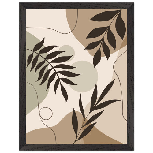 Artfulprints Poster met Lijst Boho – Shaped leaves   - 30x40 cm - Meerkleurig