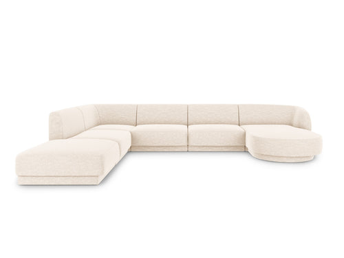 Micadoni Panoramische hoekbank links Miley 6-zits, chenille, lichtbeige - 255x330x70cm