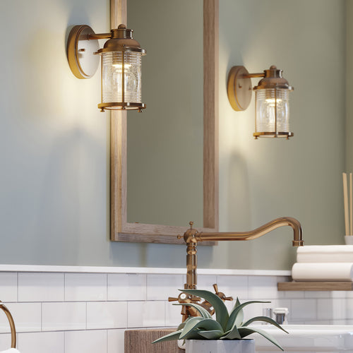 Elstead Kichler Ashland Wandlamp Natuurlijk Messing, IP44