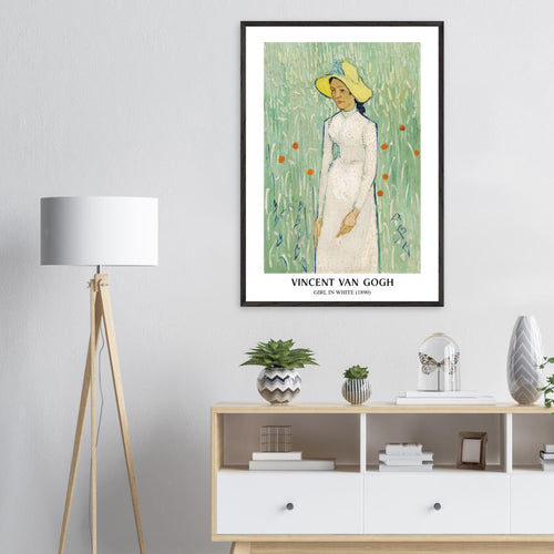Artfulprints Poster met Lijst Vincent van Gogh - Girl in white   - 50x70 cm - Groen