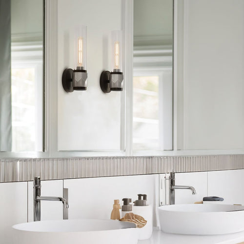 Badezimmer-Wandleuchte Modern Schwarz, Nickel gebürstet IP44 1x E27