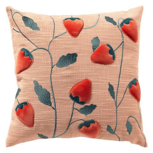 STRAWBERRY - sierkussen 45x45 cm - aardbeien - Peach Powder - roze